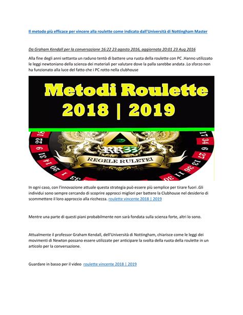 metodo vincente roulette|Come Vincere alla Roulette: 11 Passaggi (con Immagini) .